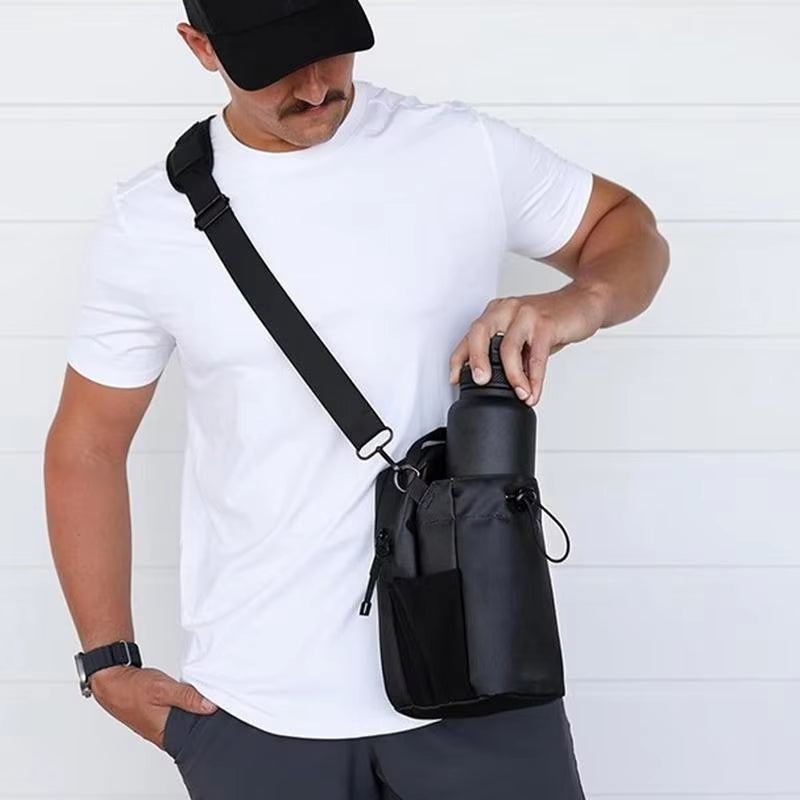 Magnetic Portable Gym Water Bottle Bag Magnetic Bottle Sleeve Pouch Gym Phone Sling Bag Easy Attachment to Metal Surface